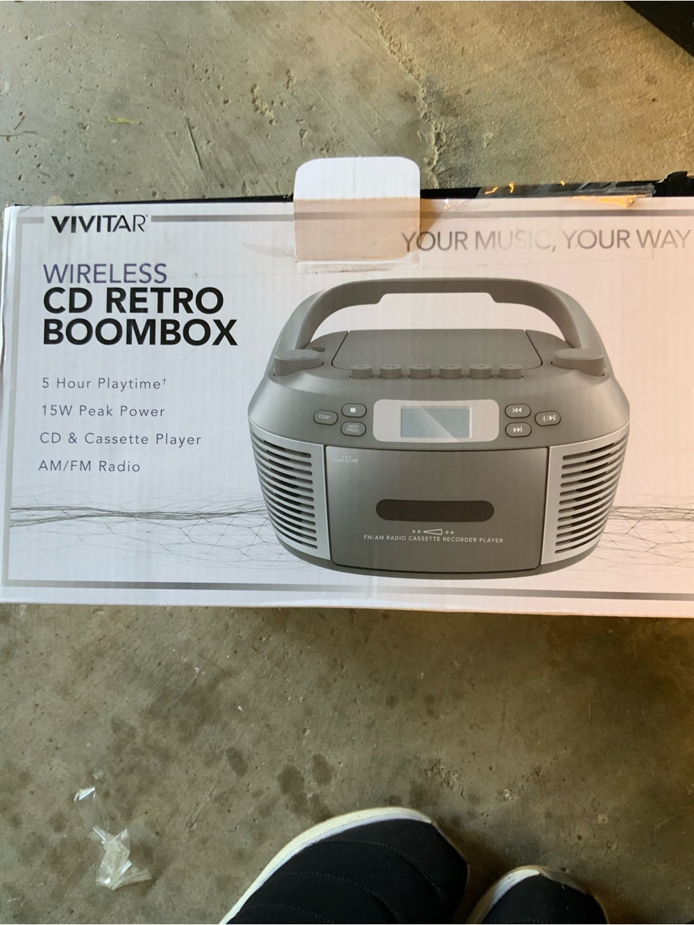 Vivitar Wireless CD Retro Boombox - Gray